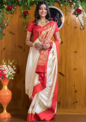 Radiant Beige Soft Silk Saree With Aplomb Blouse Piece