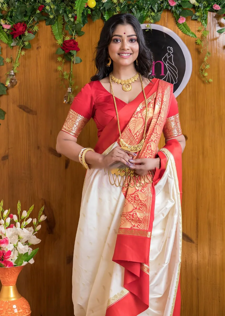 Radiant Beige Soft Silk Saree With Aplomb Blouse Piece