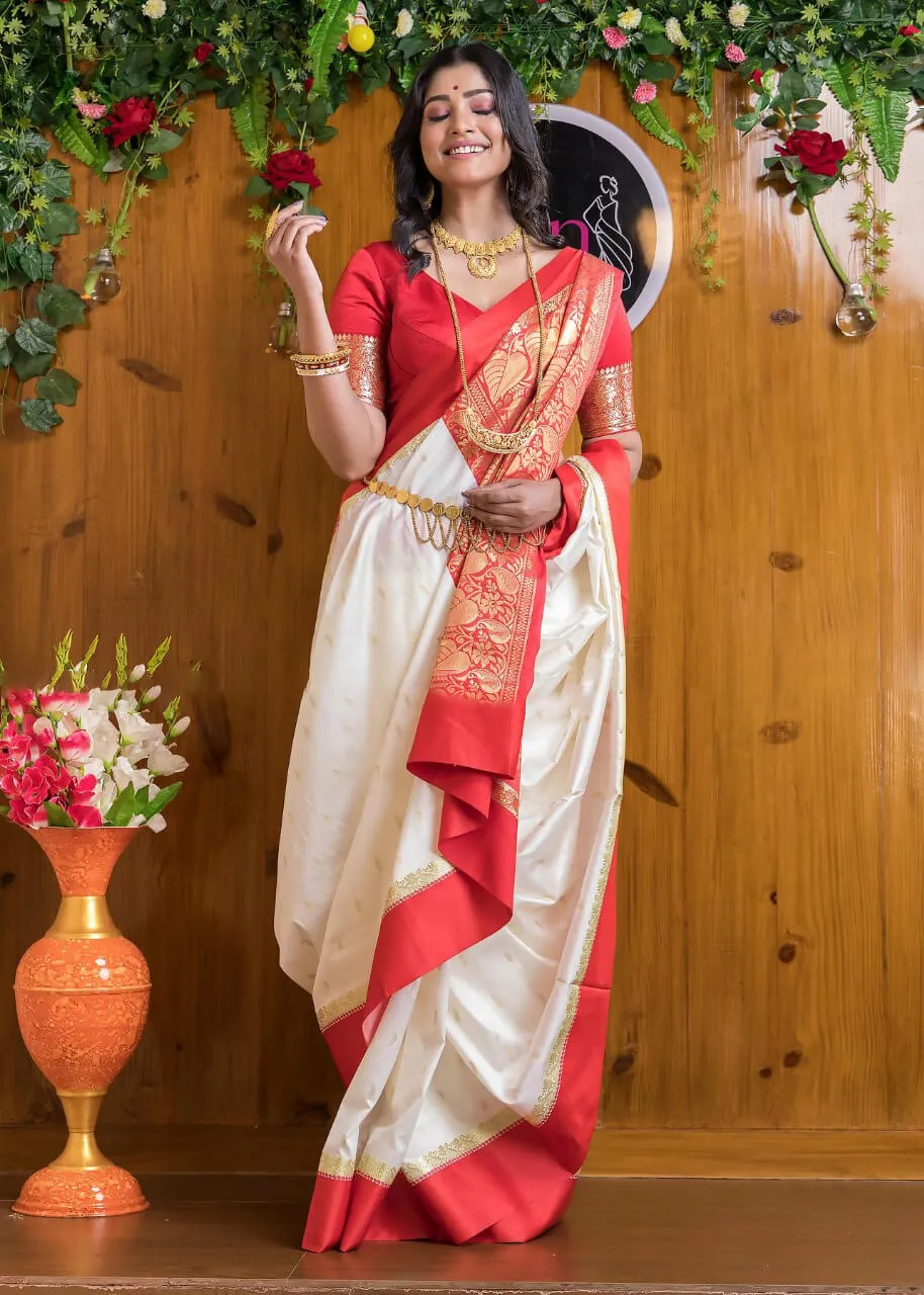 Radiant Beige Soft Silk Saree With Aplomb Blouse Piece