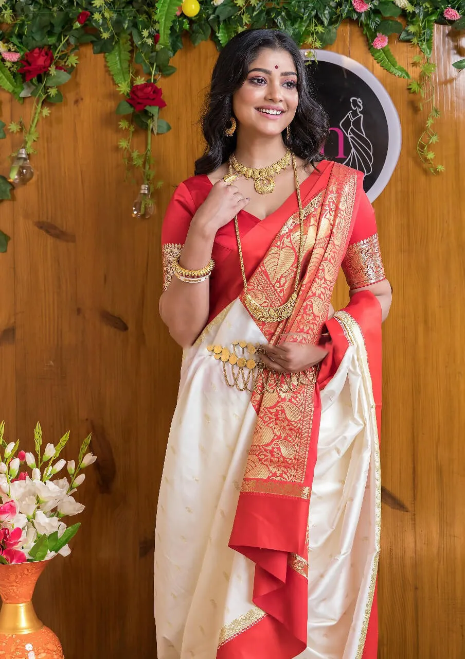 Radiant Beige Soft Silk Saree With Aplomb Blouse Piece