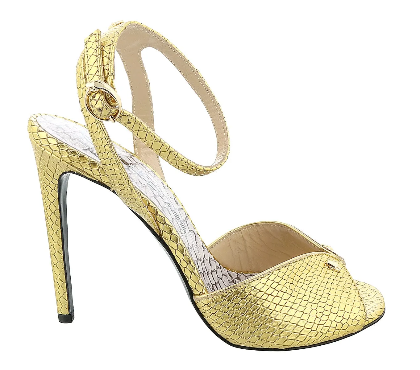 Roberto Cavalli Class  Gold Opent Toe High Heel Sandal-