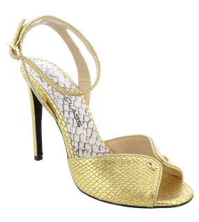 Roberto Cavalli Class  Gold Opent Toe High Heel Sandal-