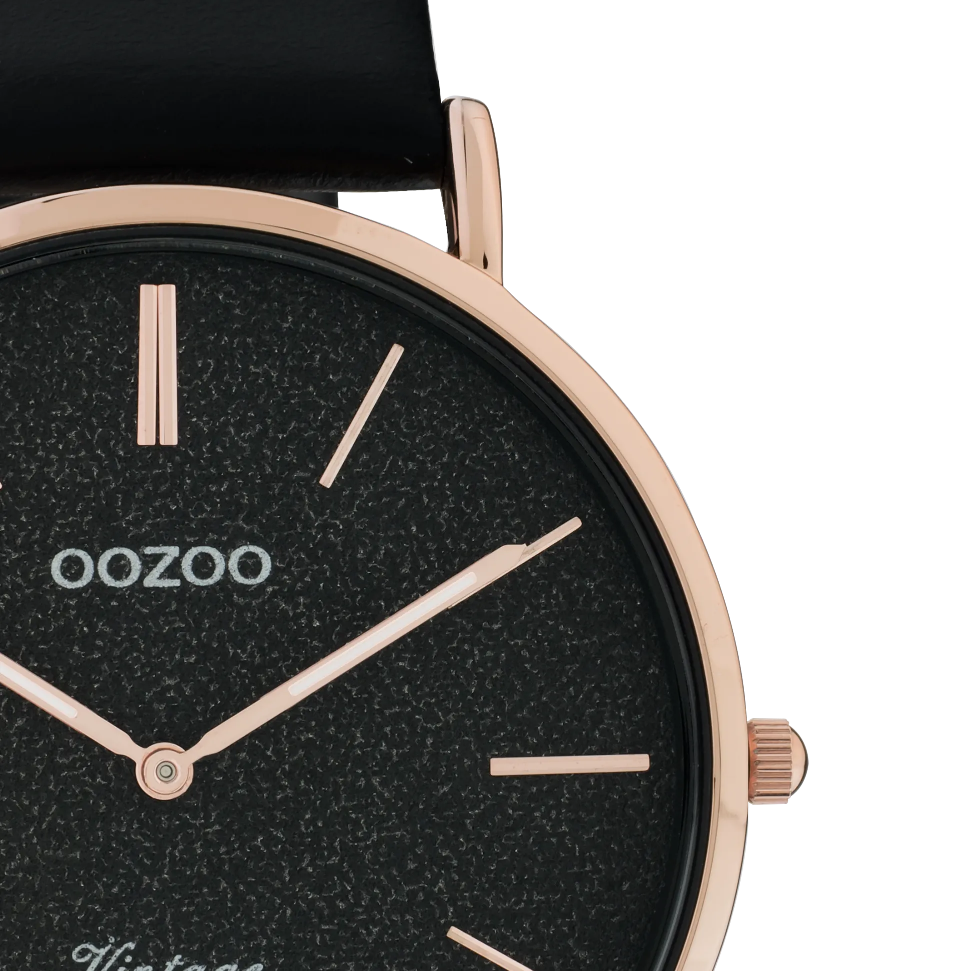 Rose gold coloured OOZOO watch with black leather strap - C20169