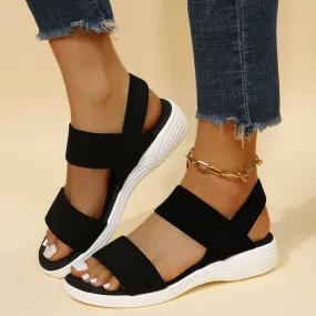 Rubber Open Toe Low Heel Sandals Comfort and Style: