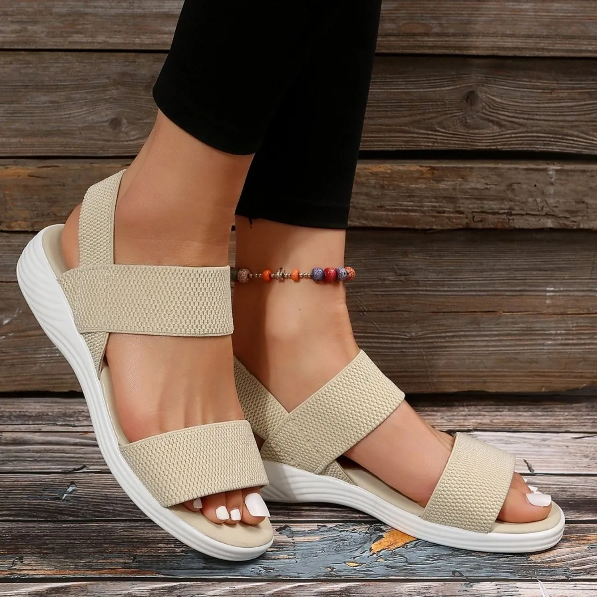 Rubber Open Toe Low Heel Sandals Comfort and Style: