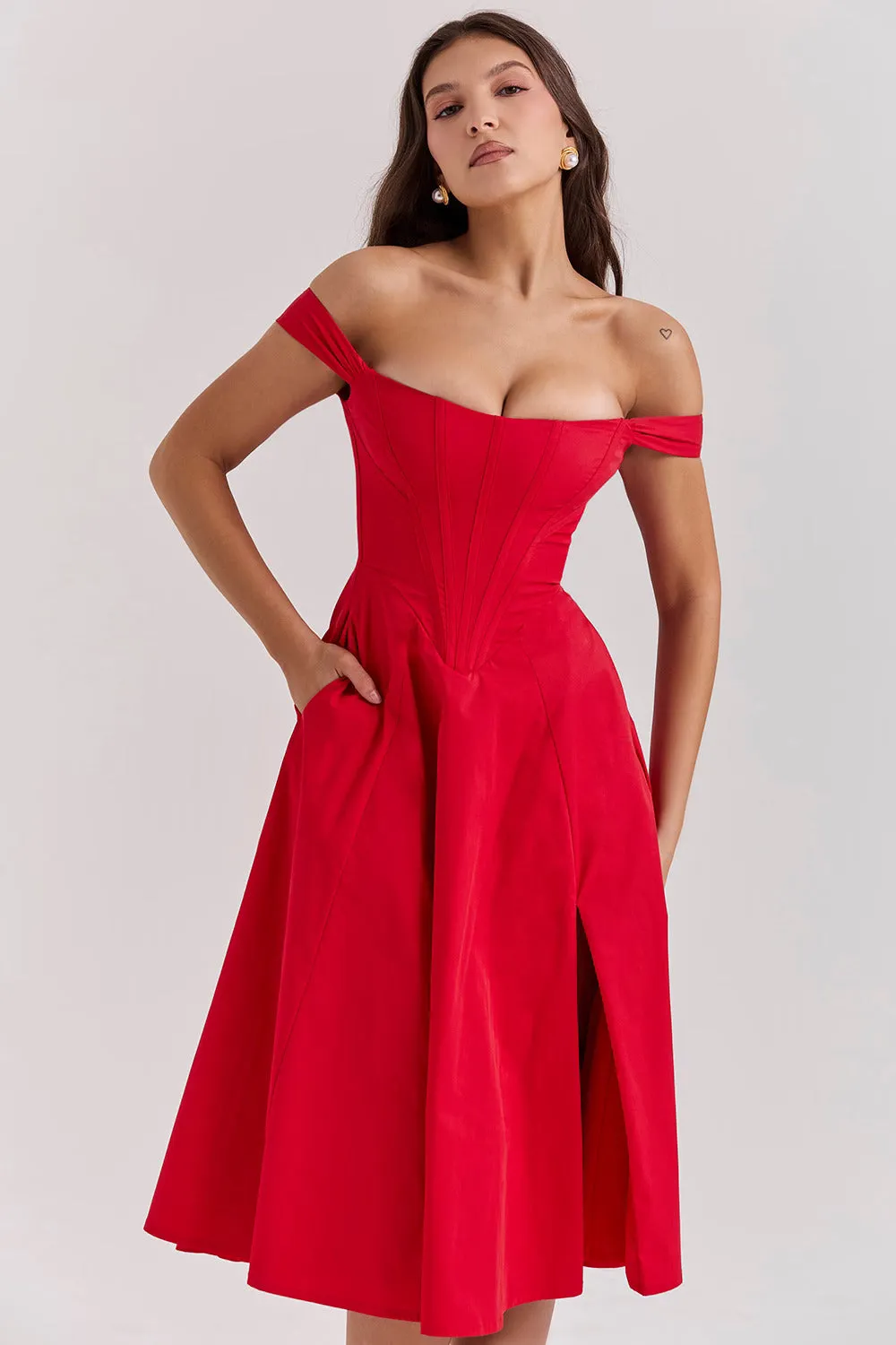 Saira Scarlet Midi Sundress