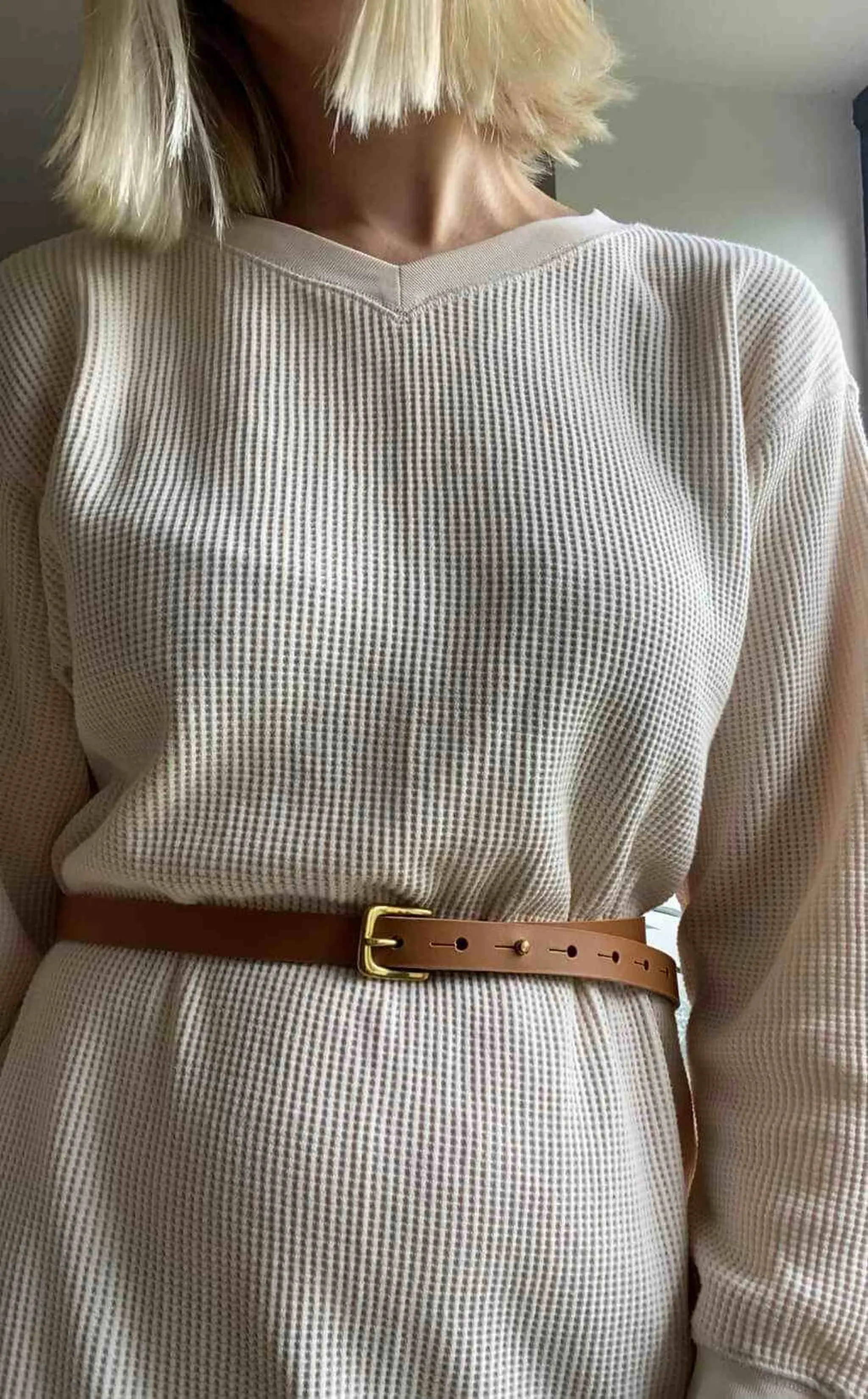 Skinny Width Handmade Black Leather Belt