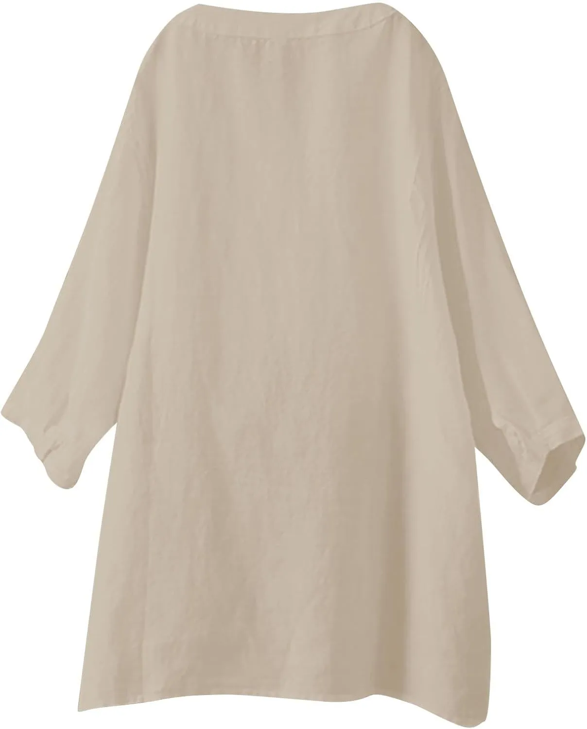 Spring Tops for Women Linen Shirt Stand Up Linen Long Sleeved Roll Up Solid Color Button Down Fashion Casual Soft Top