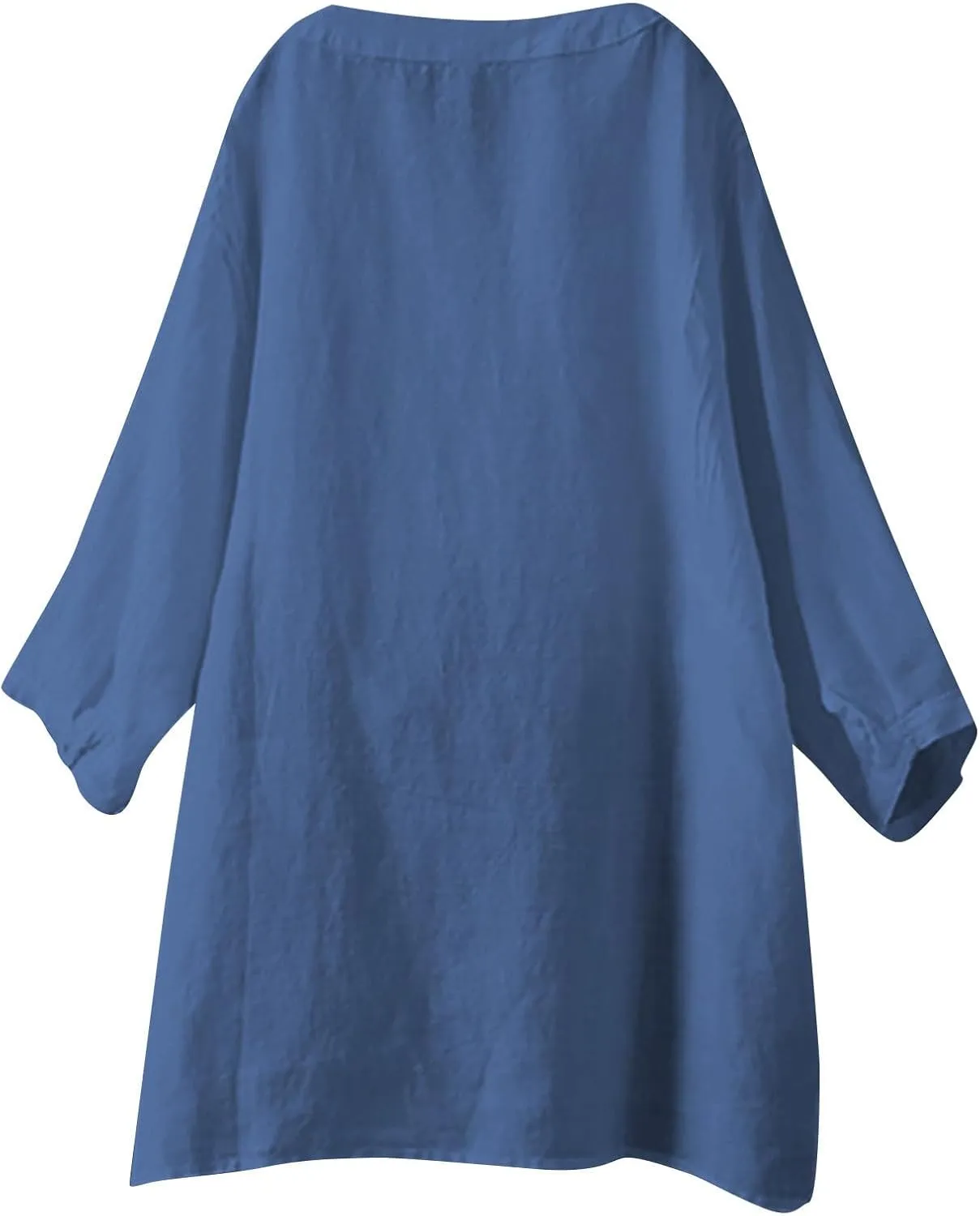 Spring Tops for Women Linen Shirt Stand Up Linen Long Sleeved Roll Up Solid Color Button Down Fashion Casual Soft Top