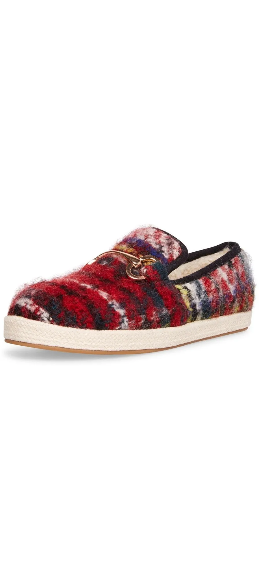 Steve Madden Paxtyn Slip-on Chain Loafers Rounded Toe Flats Loafers Red Plaid