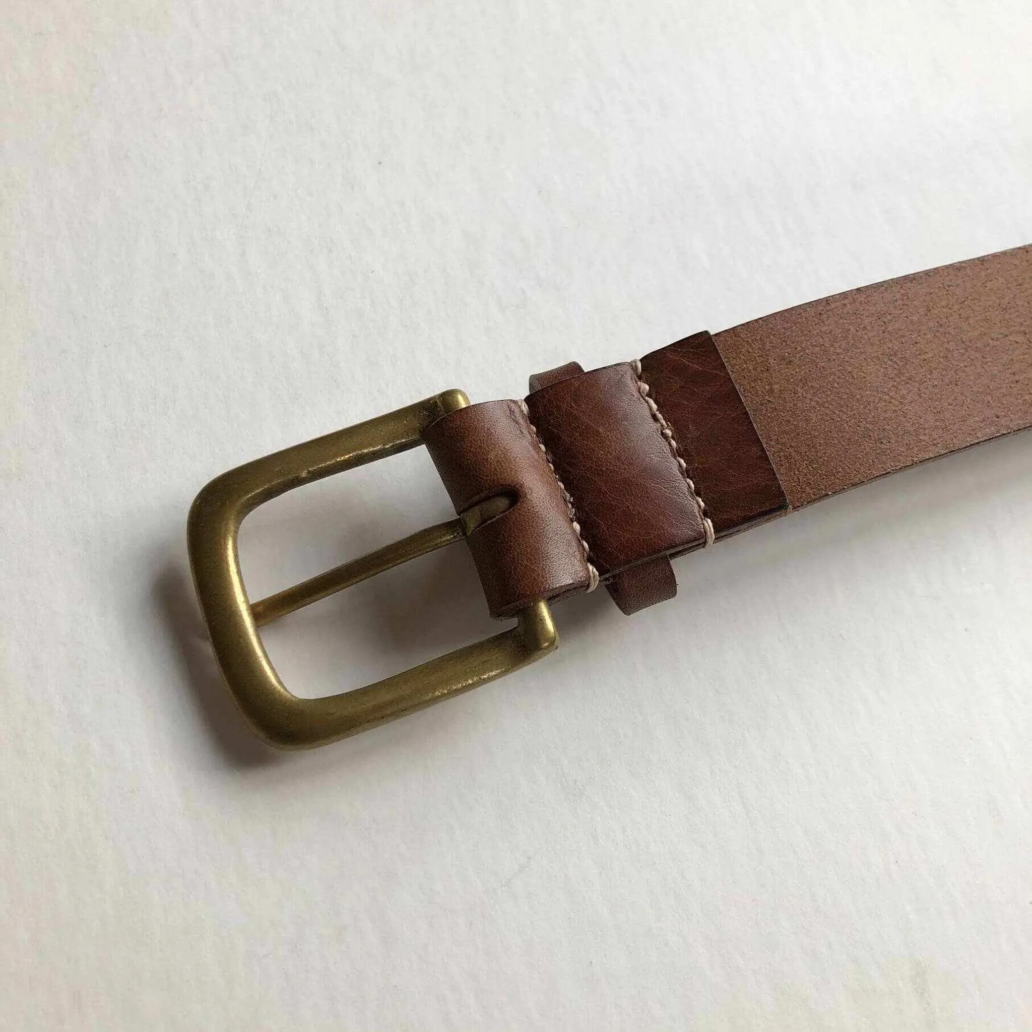 Stitched Wide Leather Belt in Black or Tan - Nomad Maxi