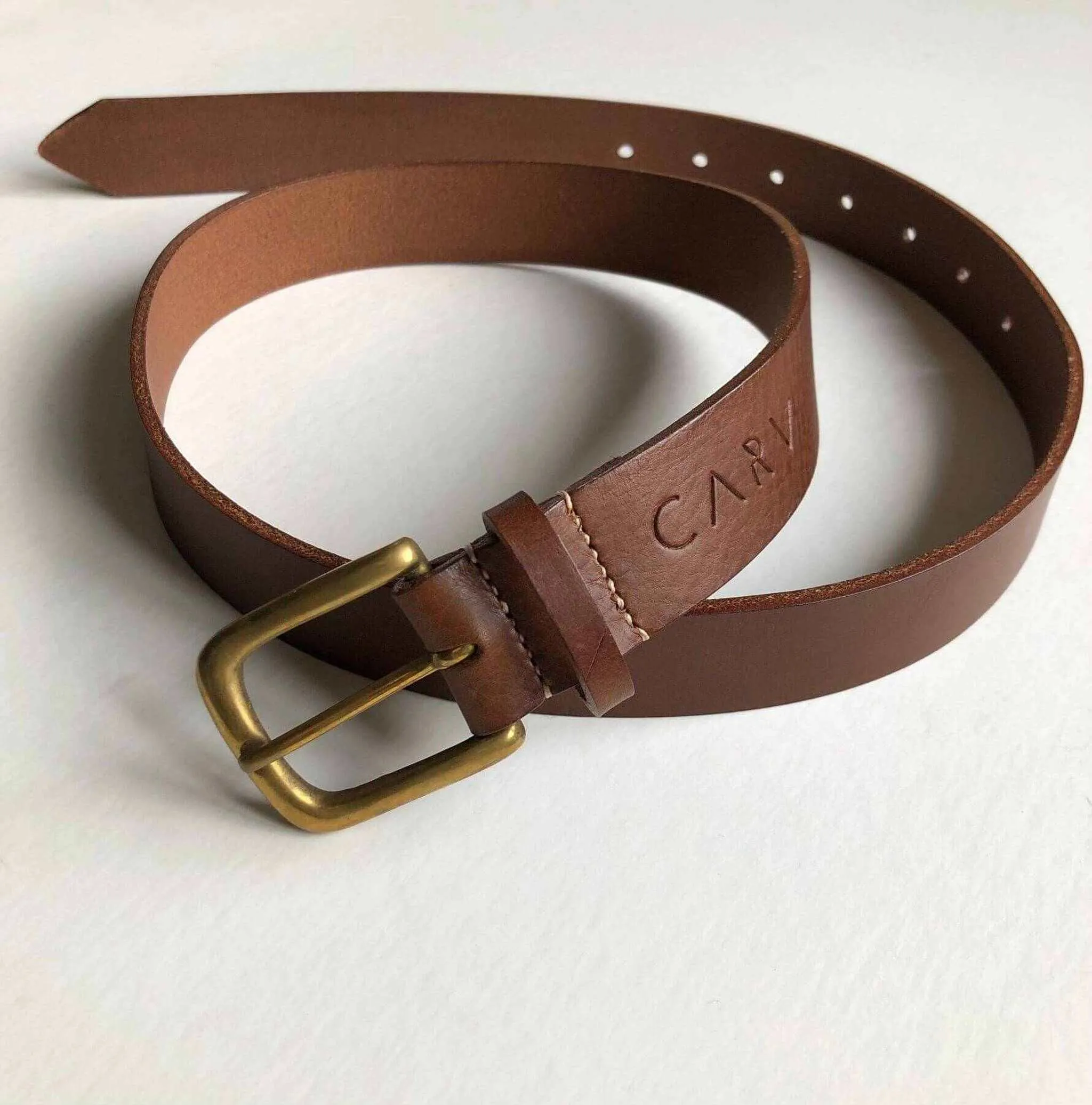 Stitched Wide Leather Belt in Black or Tan - Nomad Maxi