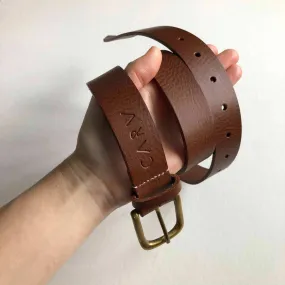Stitched Wide Leather Belt in Black or Tan - Nomad Maxi