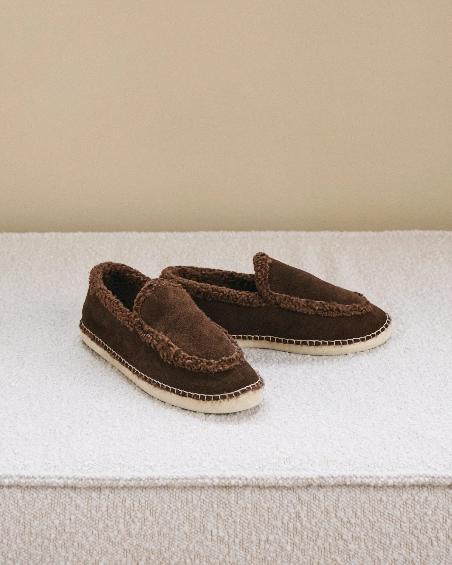 Suede Loafers Espadrilles With Faux Fur - R57LZ - Cortina Cocoa