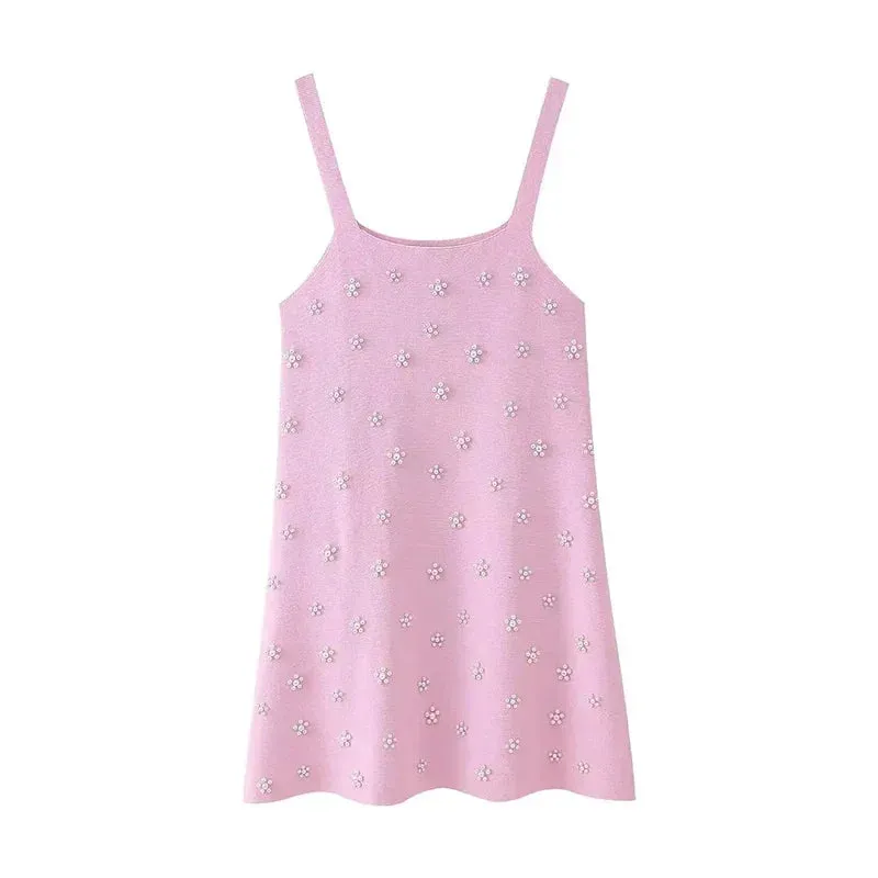 Summer Sundress with Floral Beads and Pearls