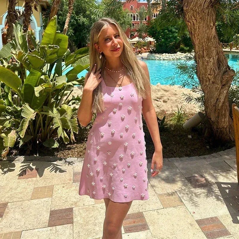 Summer Sundress with Floral Beads and Pearls