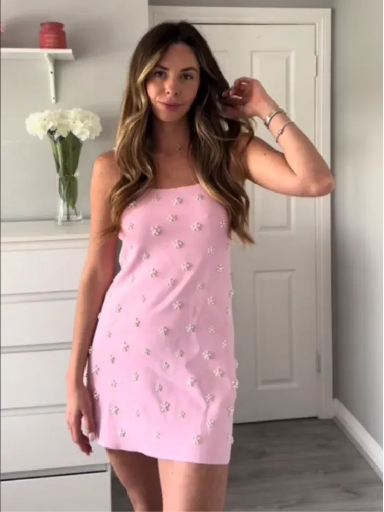 Summer Sundress with Floral Beads and Pearls