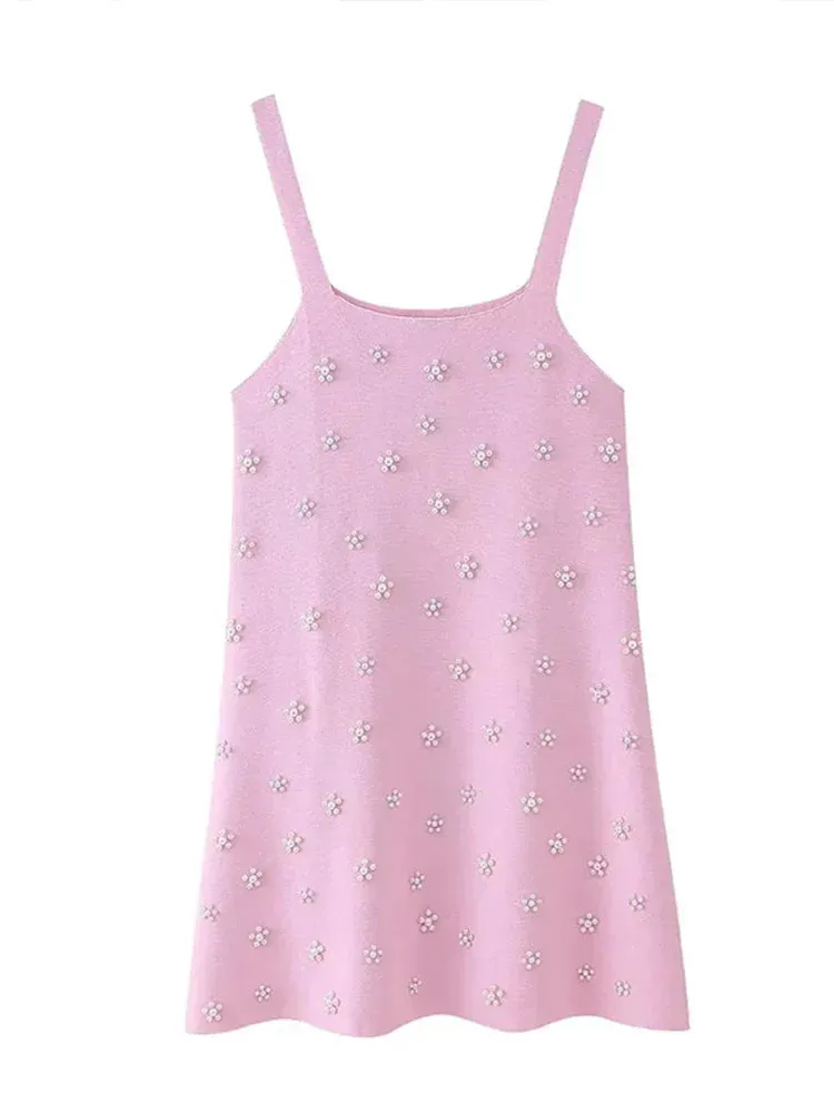 Summer Sundress with Floral Beads and Pearls