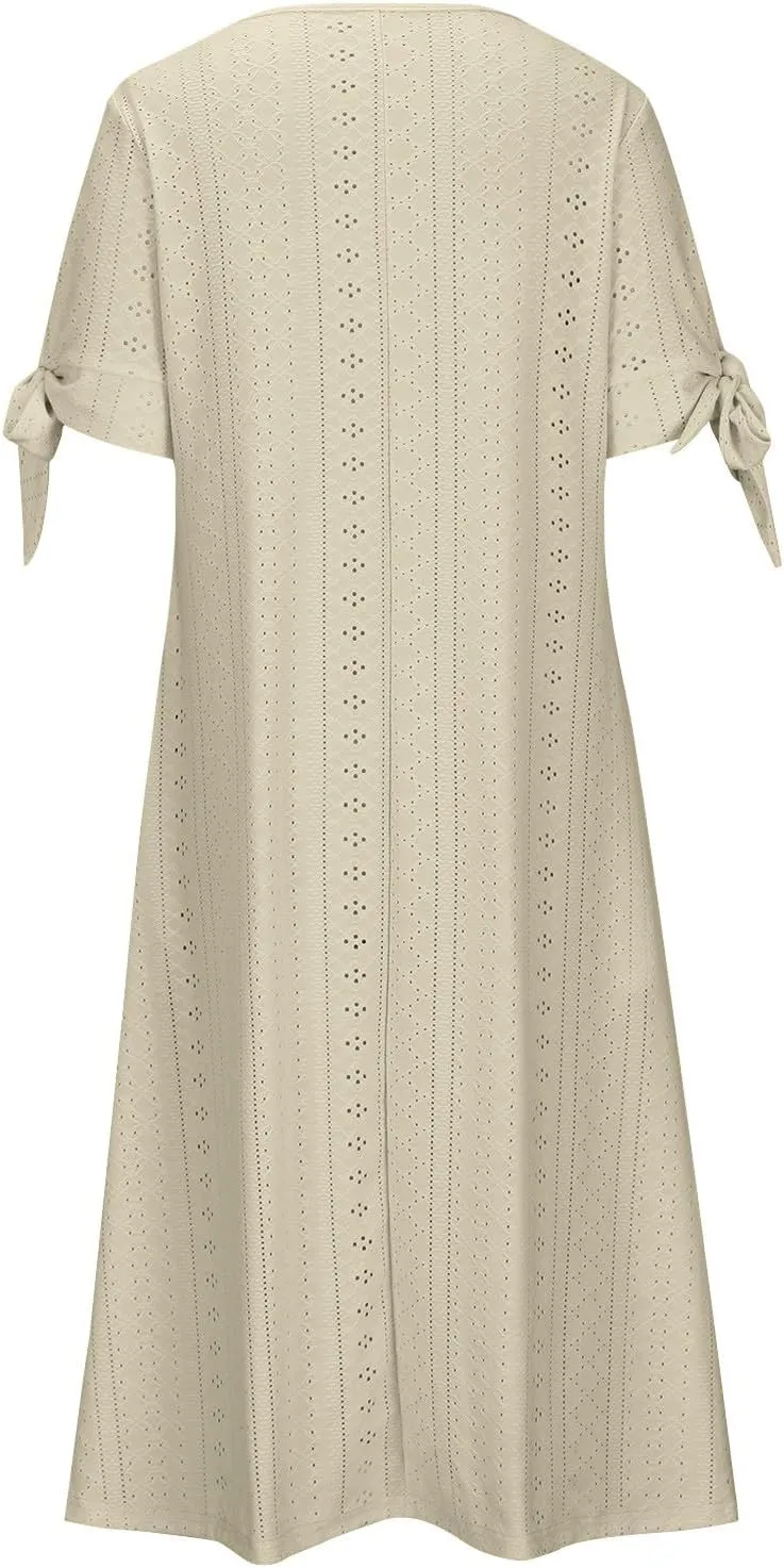 Wedding Guest Dresses for Women Casual Solid Color Wrap Maxi Dress Feminine V-Neck Beach Vacation Cruise Outfits