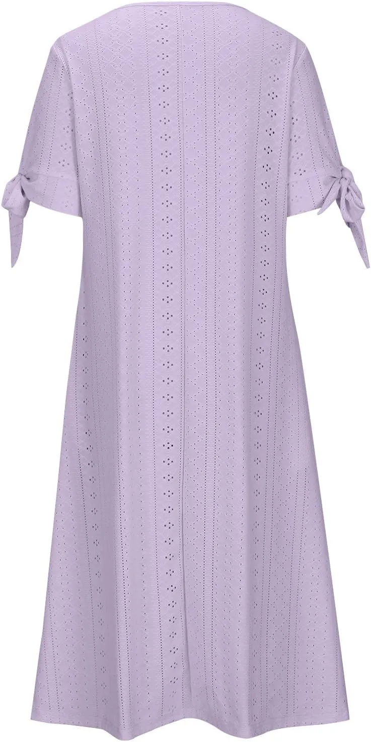 Wedding Guest Dresses for Women Casual Solid Color Wrap Maxi Dress Feminine V-Neck Beach Vacation Cruise Outfits