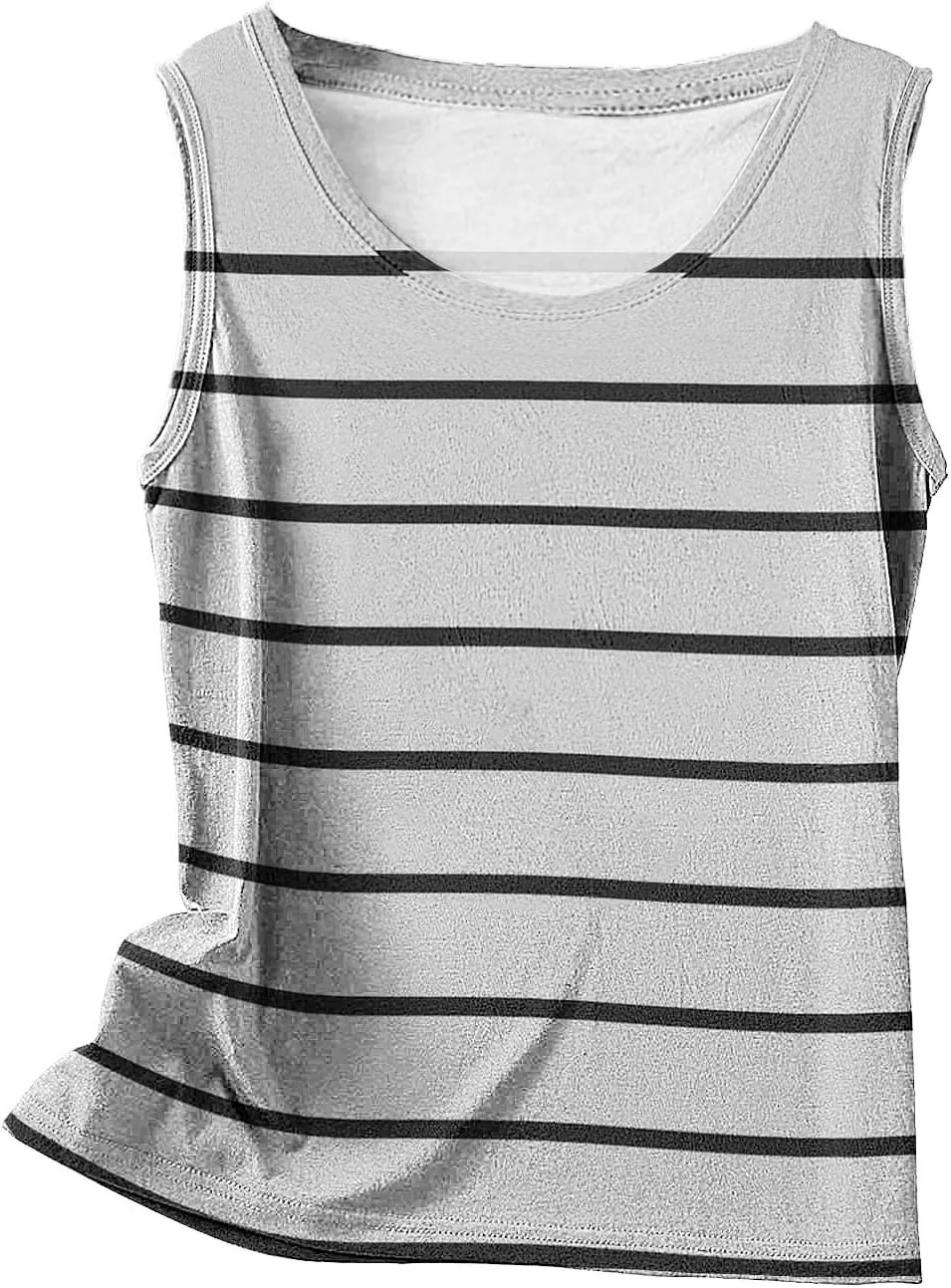 Women Striped Casual Loose Tank Tops, Summer Sleeveless Crewneck Daily Shirts Soft Breathable Going Out Trendy Clothes