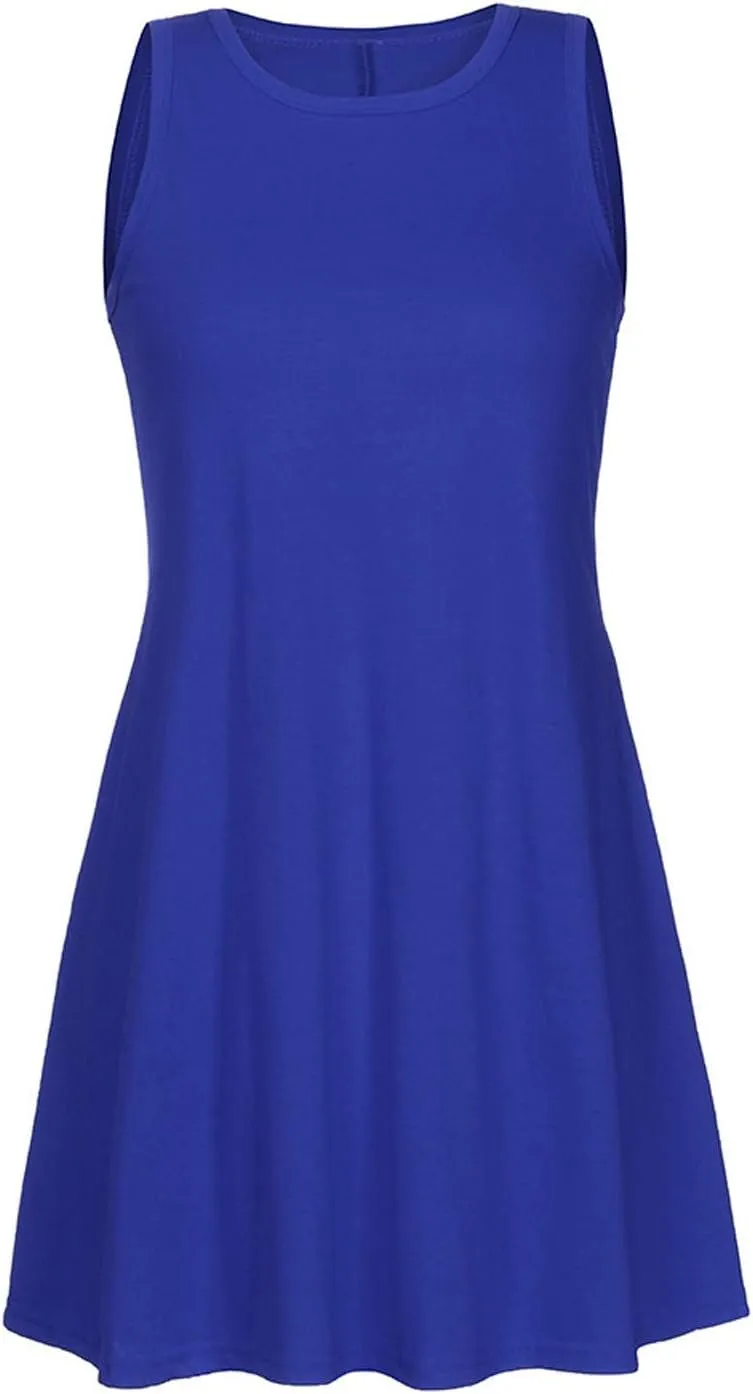 Women's 2025 Summer Sundress Beach Vacation Sleeveless Swing Mini Dress Casual Loose Coverup Cute Skater Dresses