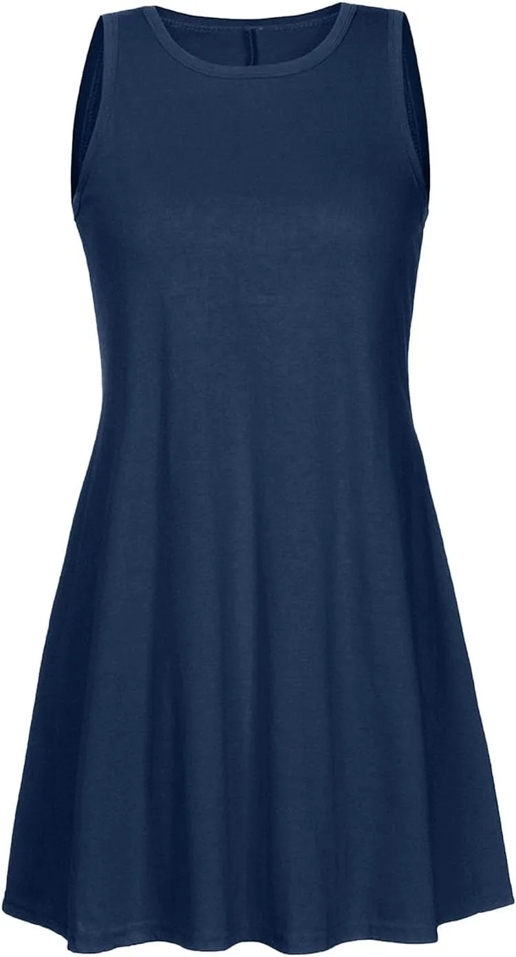Women's 2025 Summer Sundress Beach Vacation Sleeveless Swing Mini Dress Casual Loose Coverup Cute Skater Dresses