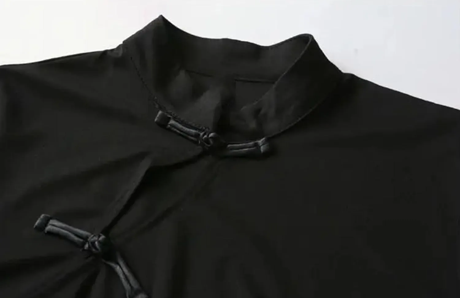 Women's Breathable Mandarin Collar Blouse Irregular Split Slim Cap Sleeve Asymmetric Shirt