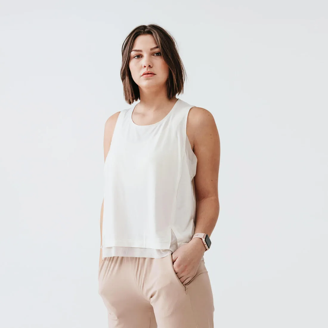 Women's breathable running tank top Feel - white