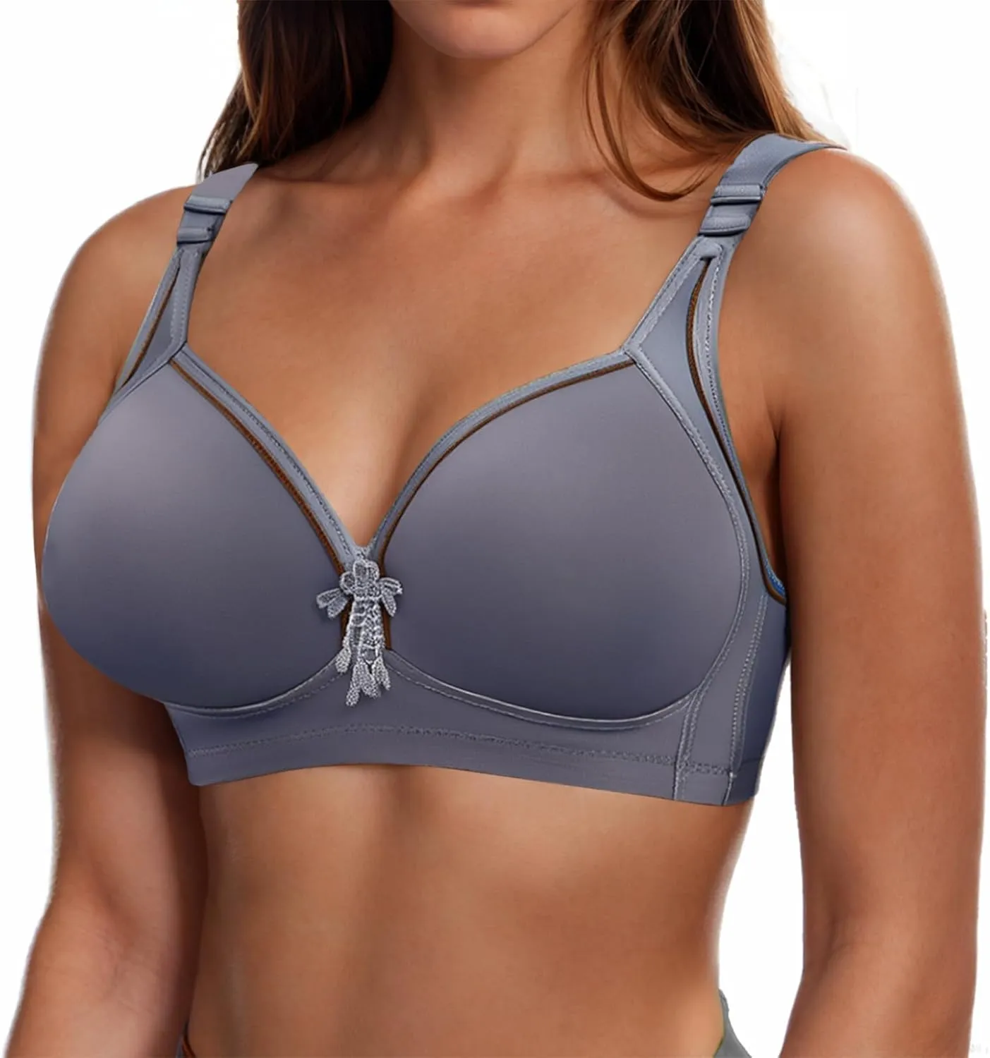 Womens Push Up Bras Full Coverage Supportive Adjustable Wire Free Breathable Plus Size No Underwire Everyday Bra