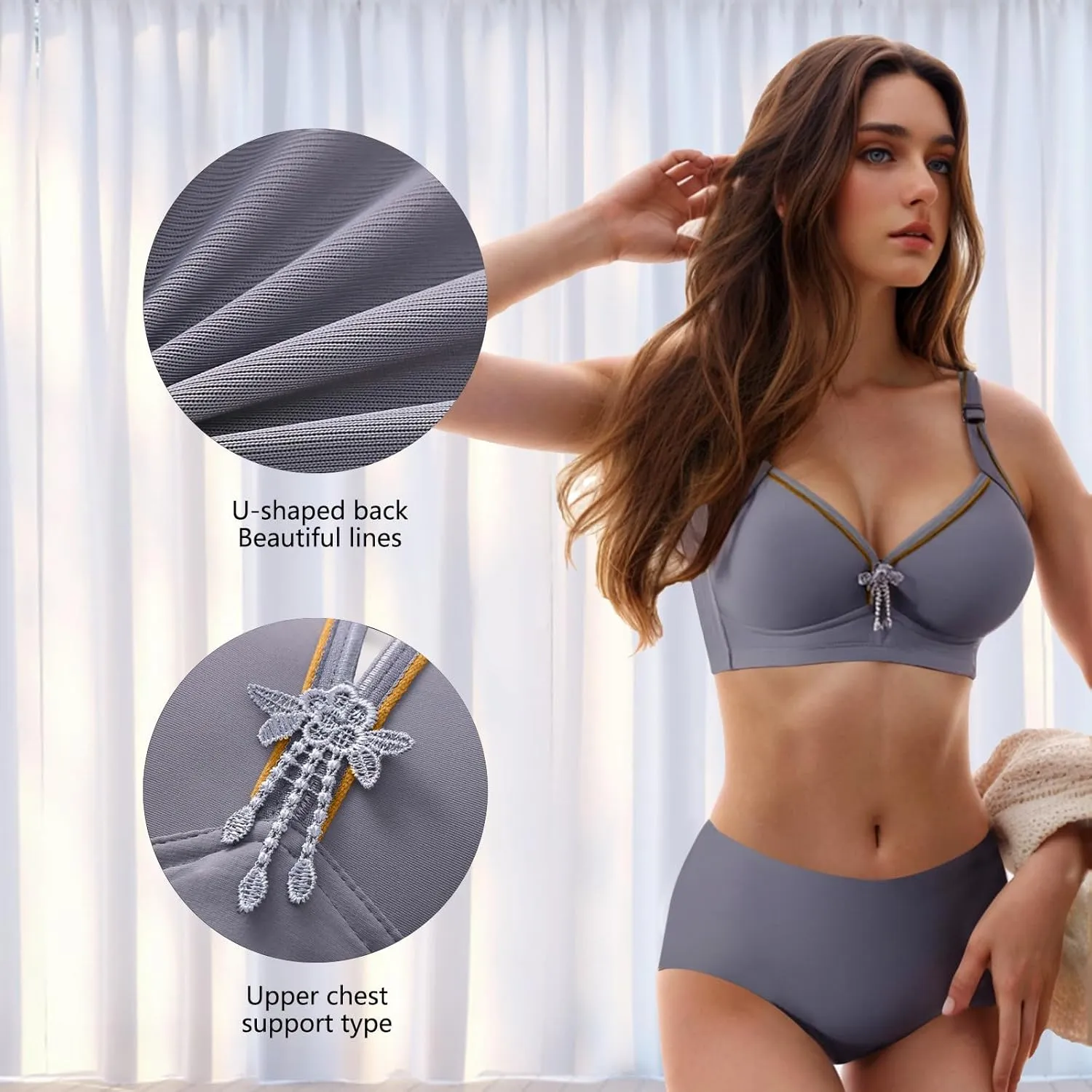 Womens Push Up Bras Full Coverage Supportive Adjustable Wire Free Breathable Plus Size No Underwire Everyday Bra