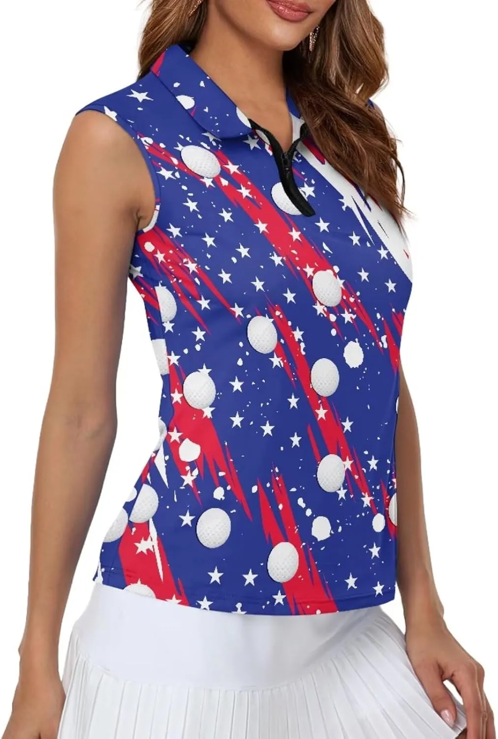 Women's Sleeveless Golf Polo Shirts Collared 1/4 Zip Tennis Tank Tops Lightweight Breathable, XS-2XL
