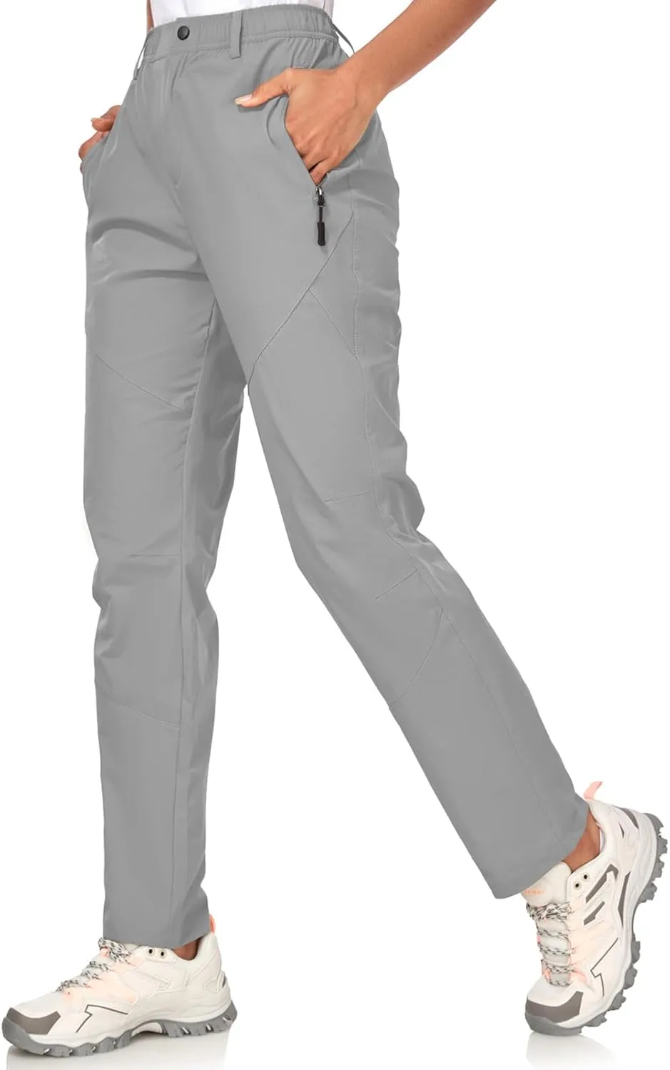 Womens Travel Hiking Pants Ladies Outdoor Water Resistant Nylon Light Weight Golf Casual Pants with Elastic Waist