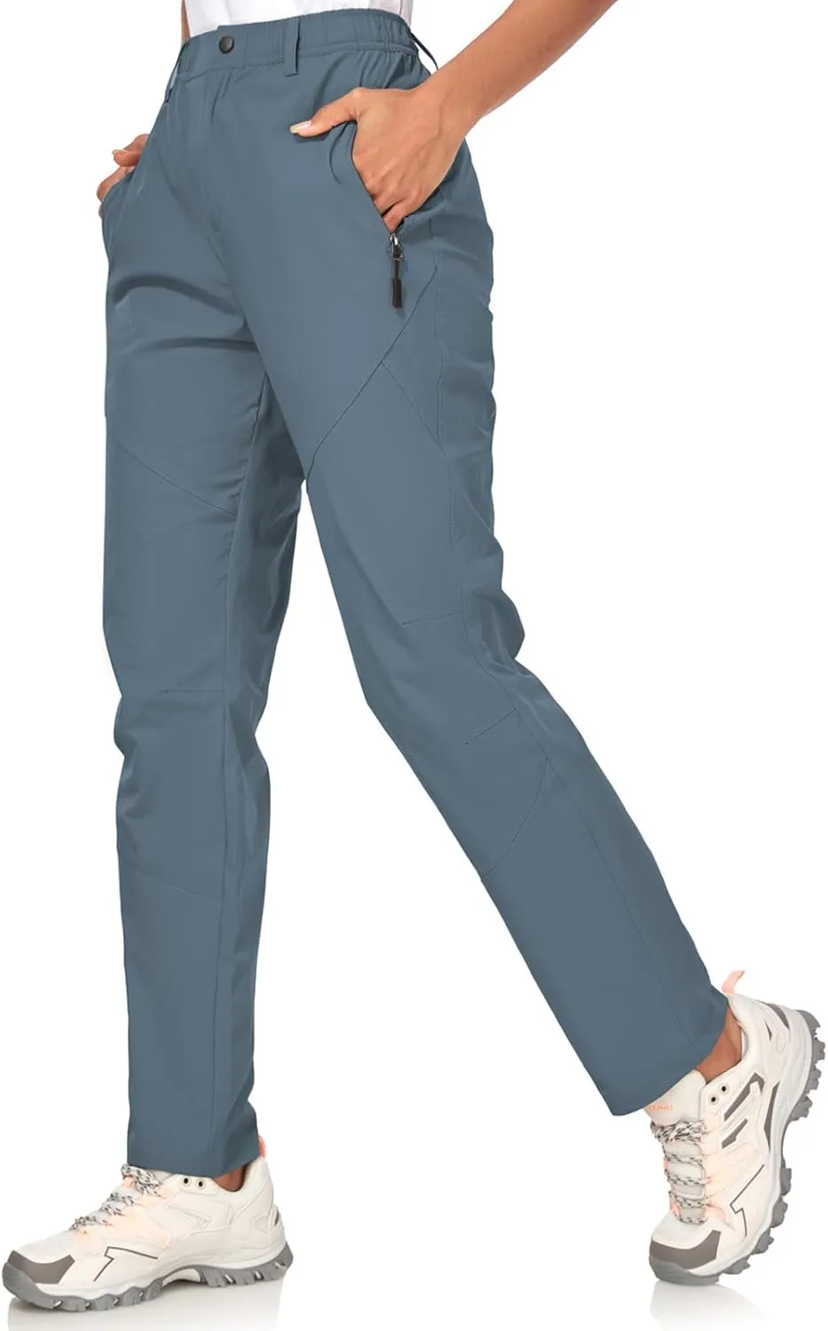 Womens Travel Hiking Pants Ladies Outdoor Water Resistant Nylon Light Weight Golf Casual Pants with Elastic Waist