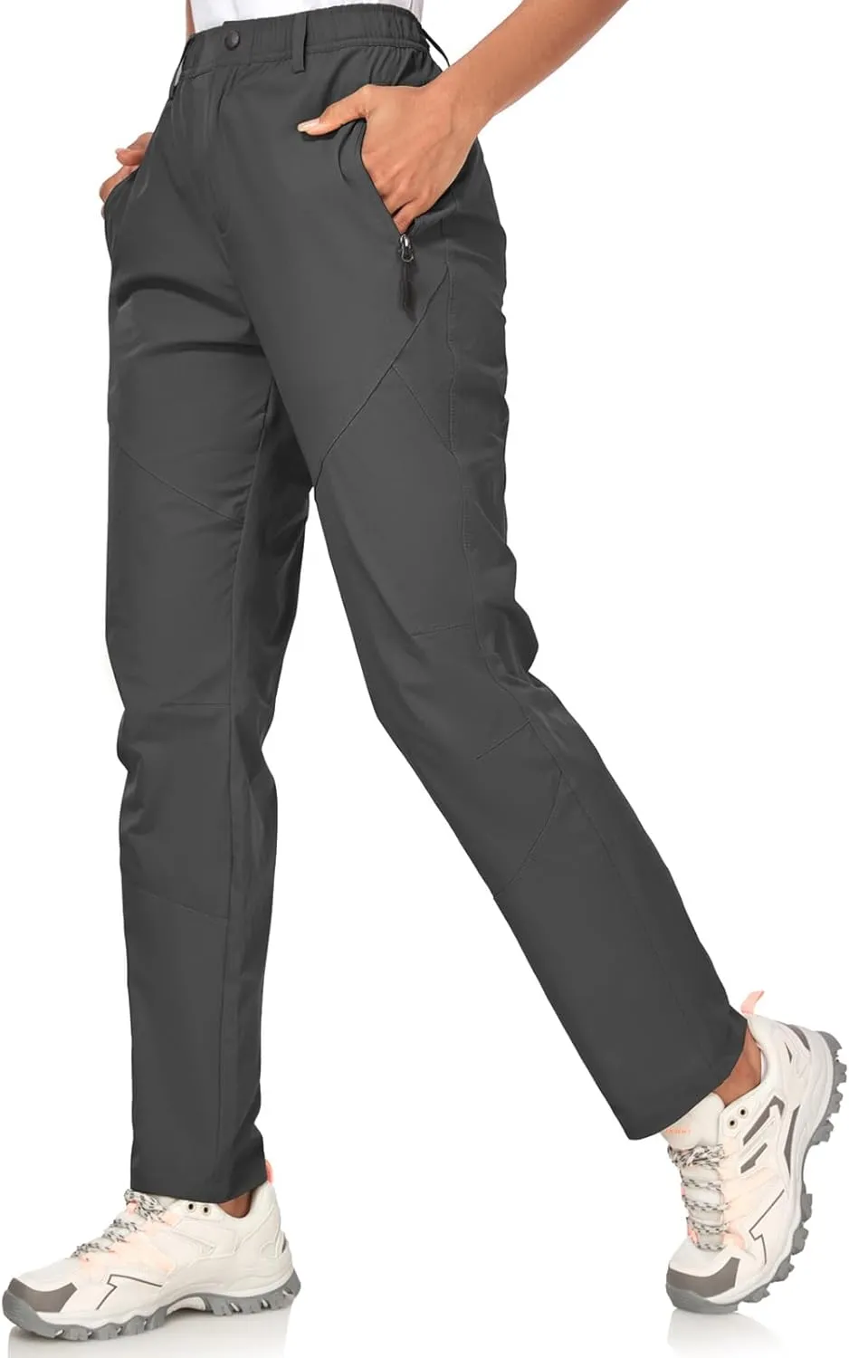 Womens Travel Hiking Pants Ladies Outdoor Water Resistant Nylon Light Weight Golf Casual Pants with Elastic Waist