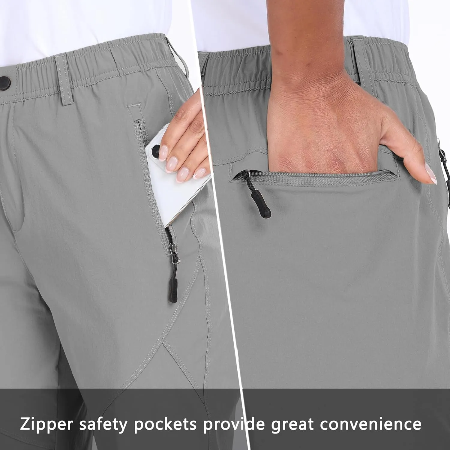 Womens Travel Hiking Pants Ladies Outdoor Water Resistant Nylon Light Weight Golf Casual Pants with Elastic Waist