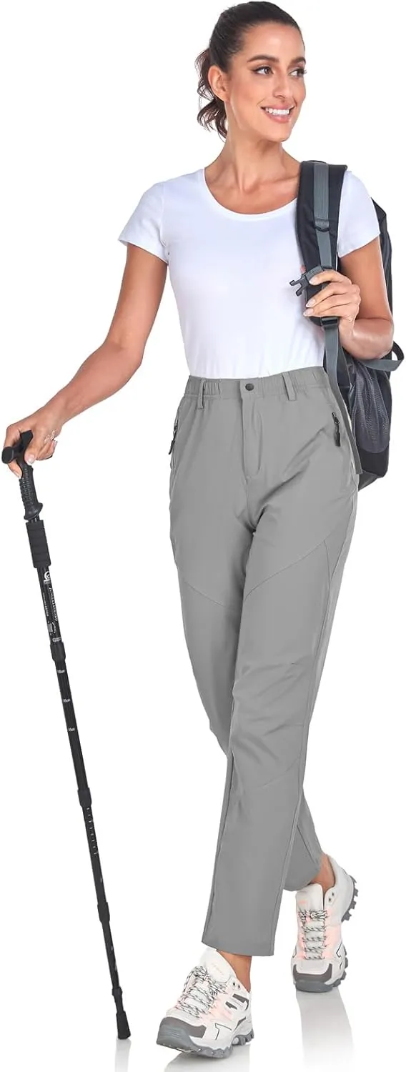 Womens Travel Hiking Pants Ladies Outdoor Water Resistant Nylon Light Weight Golf Casual Pants with Elastic Waist