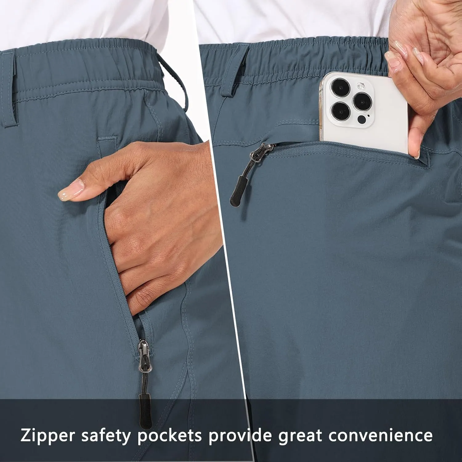 Womens Travel Hiking Pants Ladies Outdoor Water Resistant Nylon Light Weight Golf Casual Pants with Elastic Waist