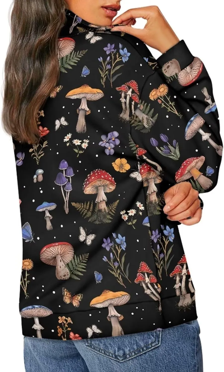 YEXIATODO 3/4 Zip Pullover Womens Sweatshirt Oversized Hoodies for Women Long Sleeve Crop Top s-3xl